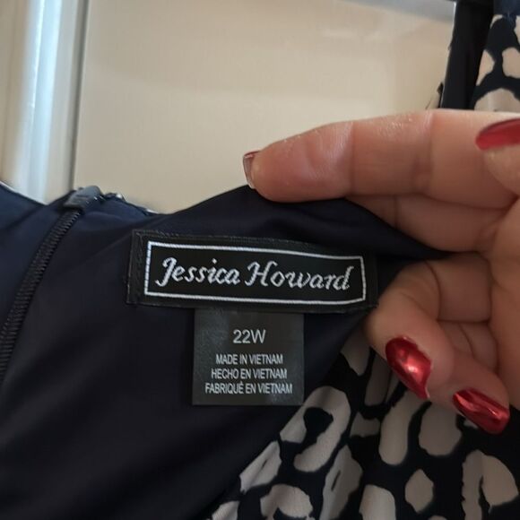 Jessica Howard animal print, navy and cream dress size 22W nwot - Picture 4 of 5